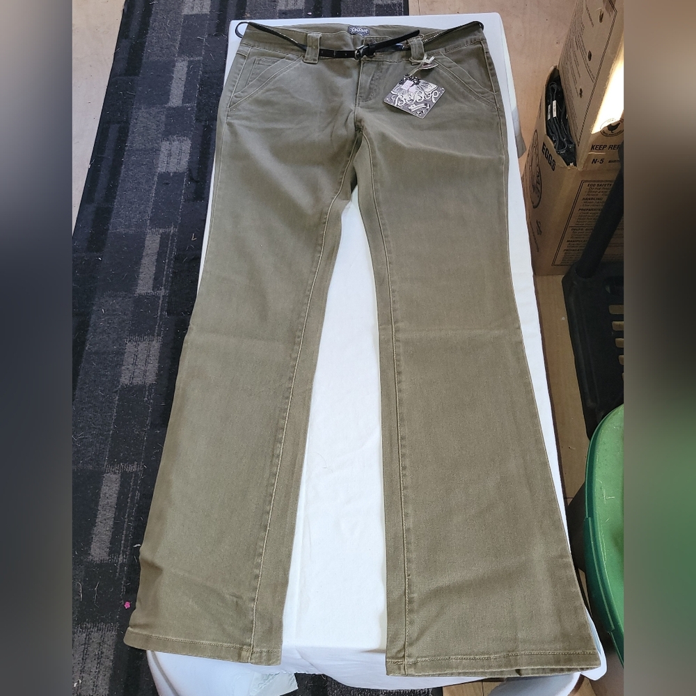 BeBop Green Boot Cut With Belt Size 11